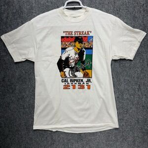 Vintage  Oneita Cal Ripken Jr The Streak Ironman 2131 T-Shirt  Large w/ damage